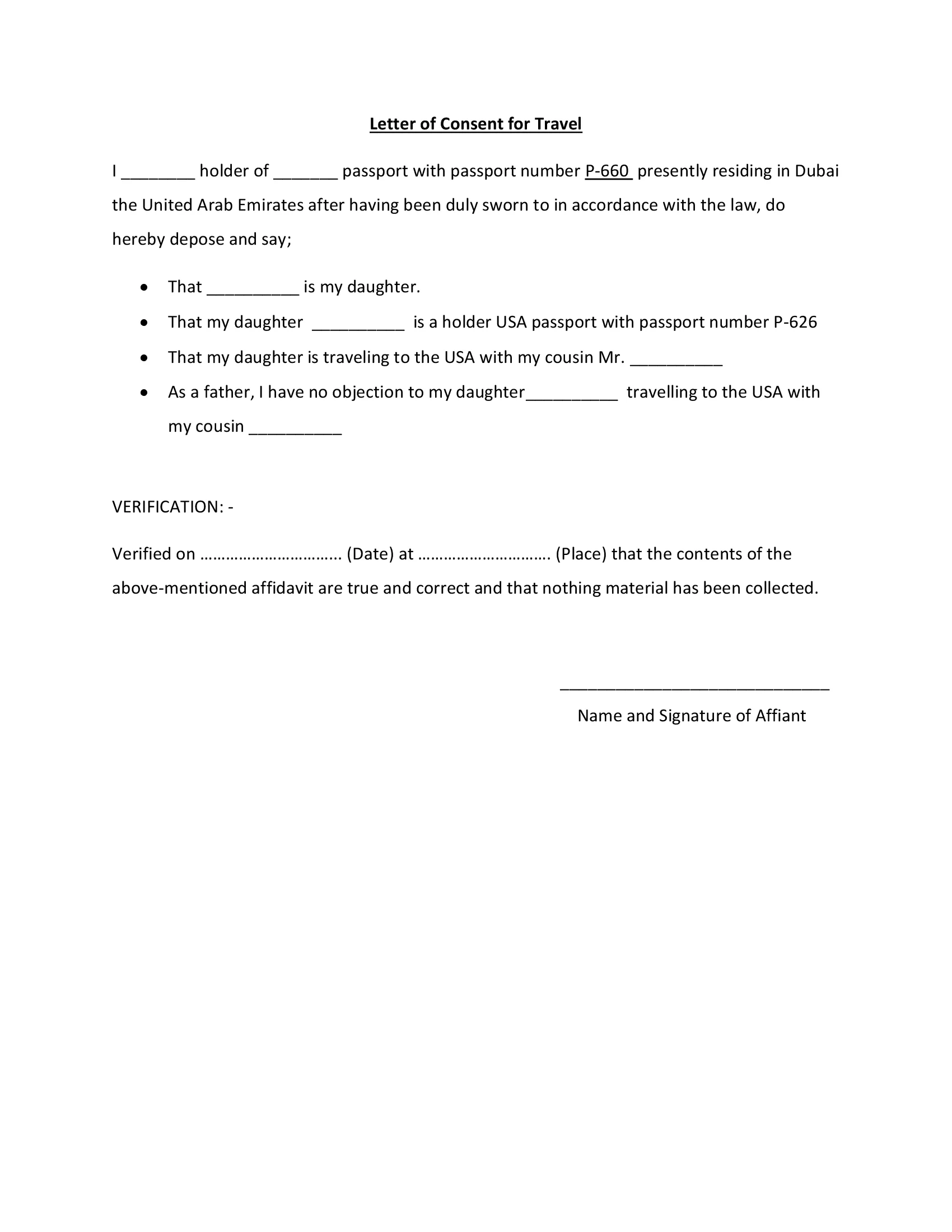 travel consent letter notary
