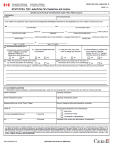 Statuary Declaration of Common law union Attestation Sample