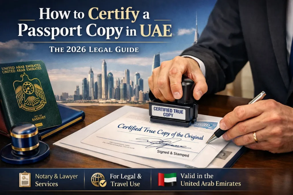 How to Certify a Passport Copy in UAE: The 2026 Legal Guide 1 How-to-certify-passport-copy-in-Dubai-with-licensed-lawyer-stamp-2026