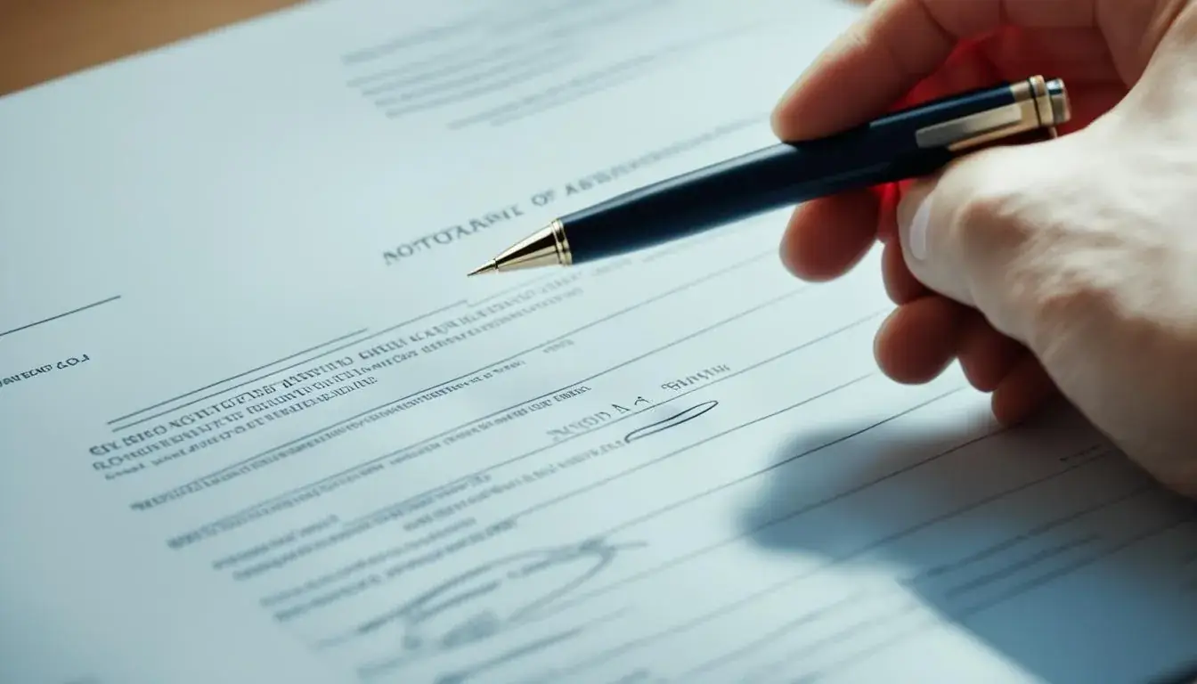A hand holding a pen over a printed form